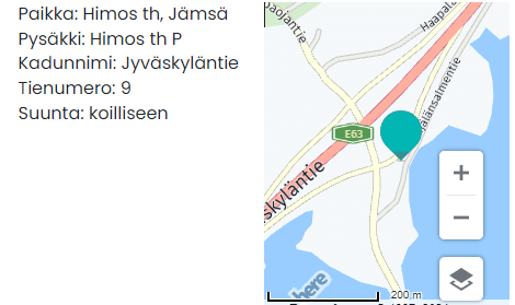 Kartta Himoksen bussipysäkistä